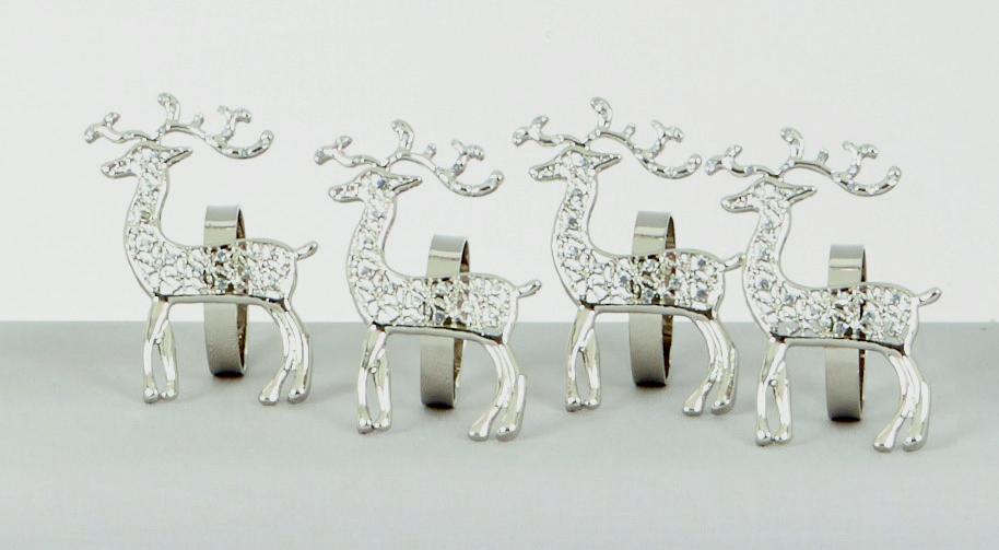 Premier Silver Reindeer Napkin Rings