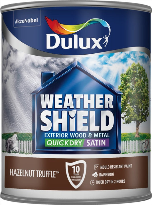 Dulux Weathershield Séchage Rapide Satiné 750ml Truffe Noisette