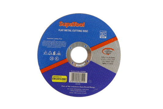 Disque de coupe plat en métal SupaTool 115 mm x 1 mm 