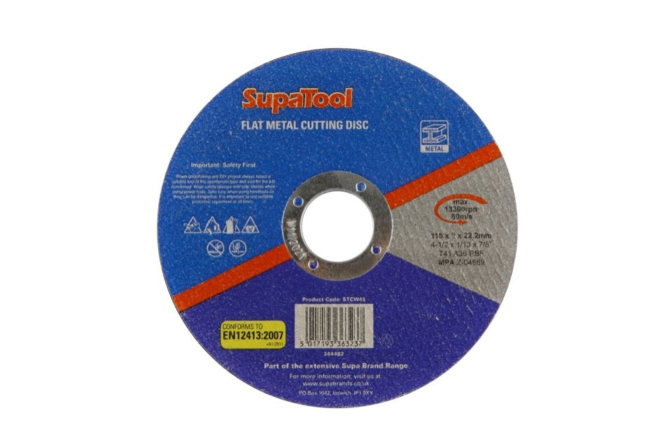 Disque de coupe plat en métal SupaTool 115 mm x 2 mm