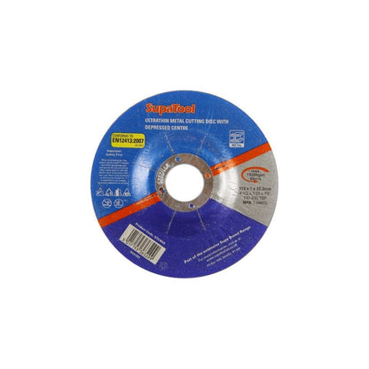 SupaTool Ultrathin Metal Cutting Disc With Depressed Centre 115mm x 1mm