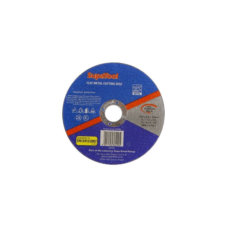 SupaTool Flat Metal Cutting Disc 100mmx2.5mm