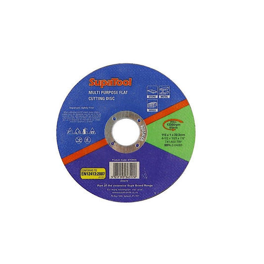 SupaTool Multi Purpose Flat Cutting Disc 115mmx1mm