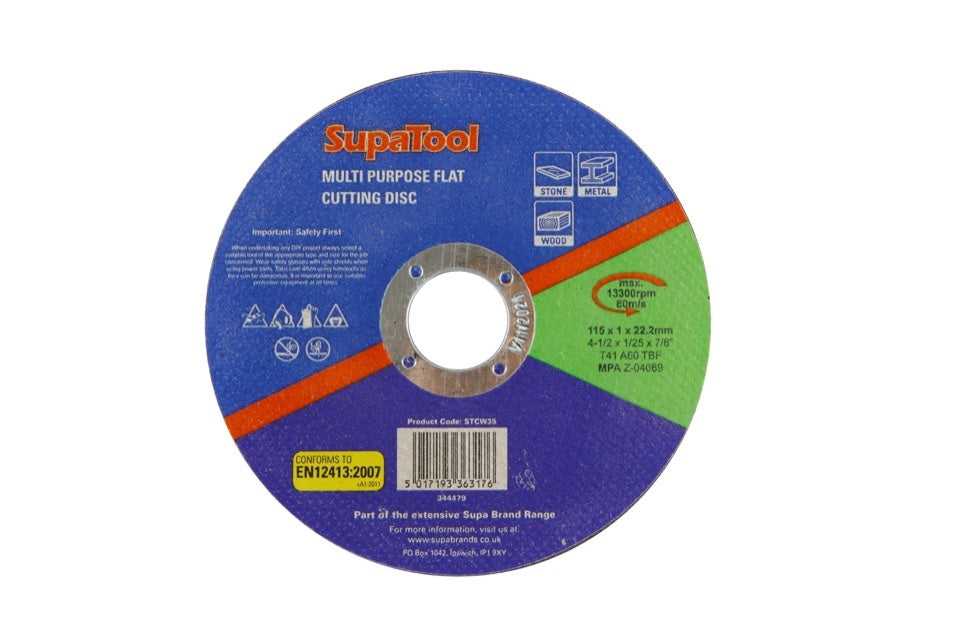 SupaTool Disque de coupe plat multi-usages 115 mm x 1 mm 