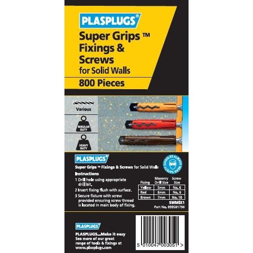 Plasplugs Super Grips pour murs solides