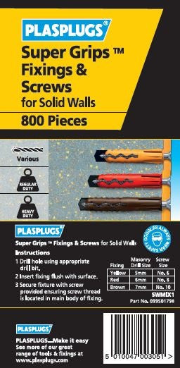 Plasplugs Super Grips For Solid Walls