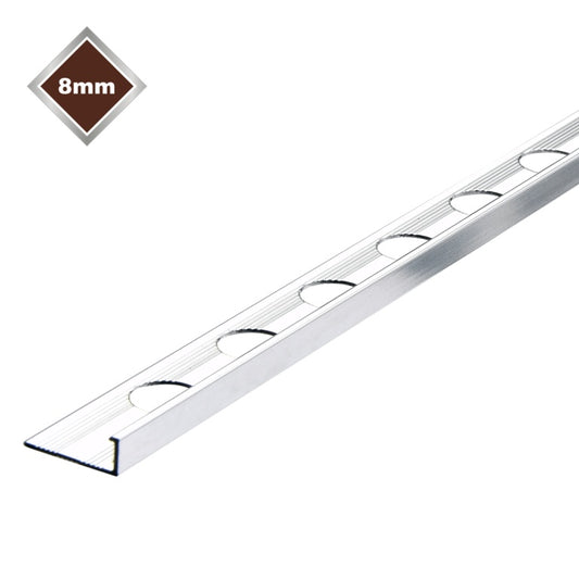 Tile Rite Profilé en L pour carrelage en métal chromé 8 mm x 2,4 m