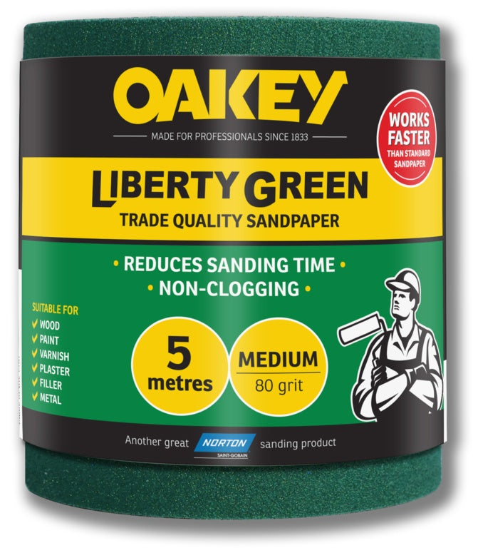 Oakey Liberty Green Sanding Roll 5m