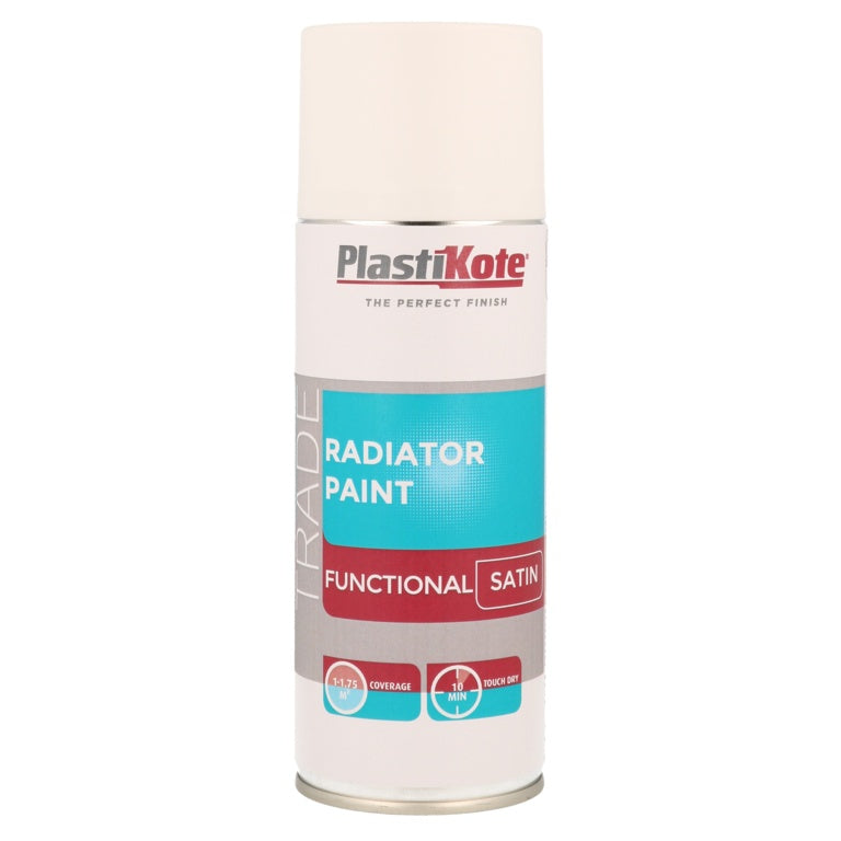 PlastiKote Radiator Spray Paint 400ml White Satin