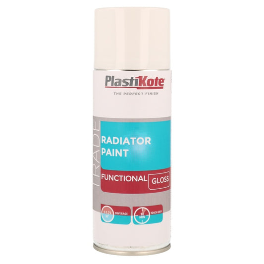 PlastiKote Radiator Spray Paint 400ml White Gloss