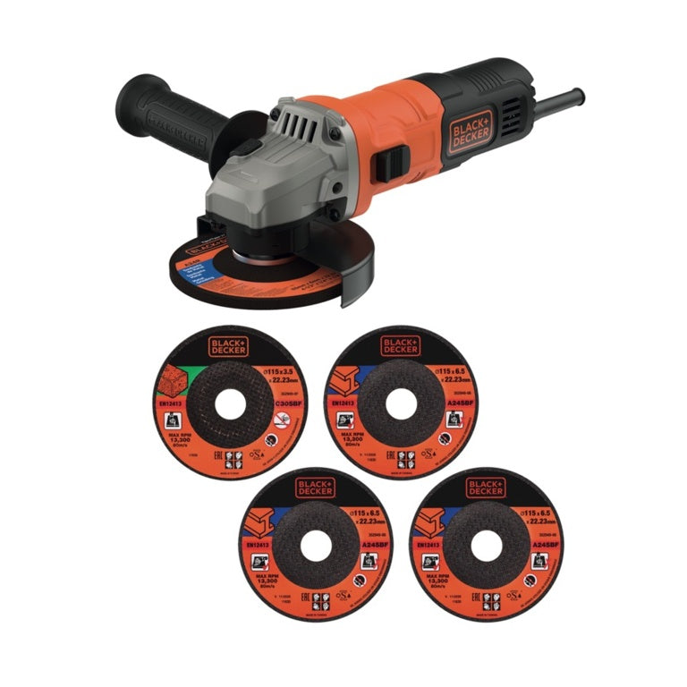 Meuleuse d'angle Black &amp; Decker 710 W et 5 disques