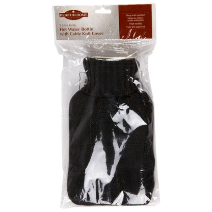 Hearth & Home Hot Water Bottle With Knit Cover Grey 1L