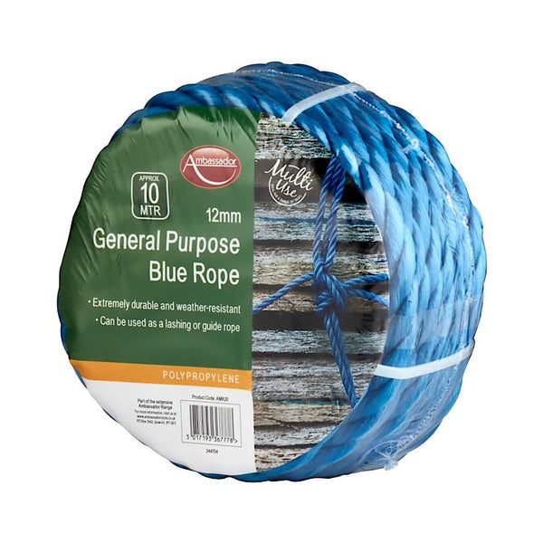 Ambassador Mini Coil Blue General Purpose Rope 10mm x 12m – Batley DIY