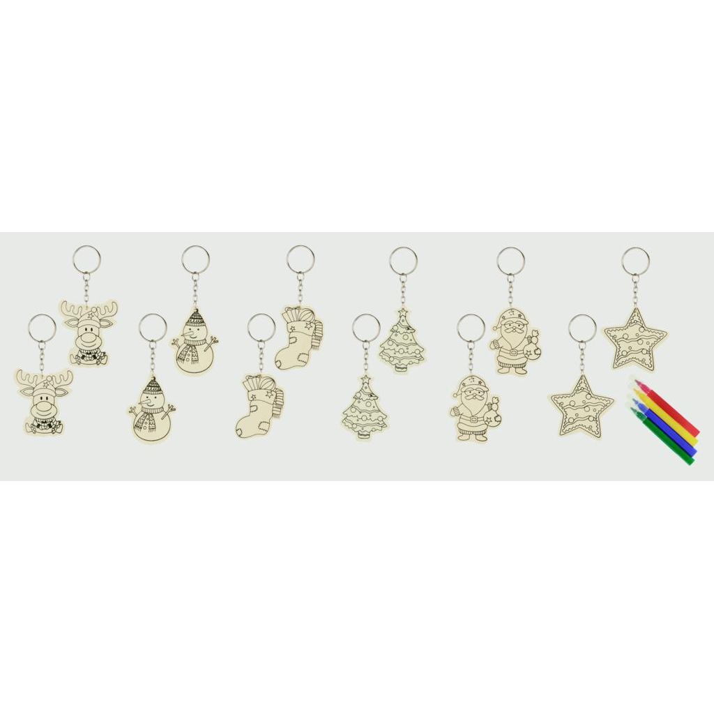 Premier Wooden Christmas Keyring Set