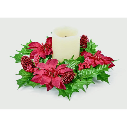 Premier Poinsettia Candle Wreath