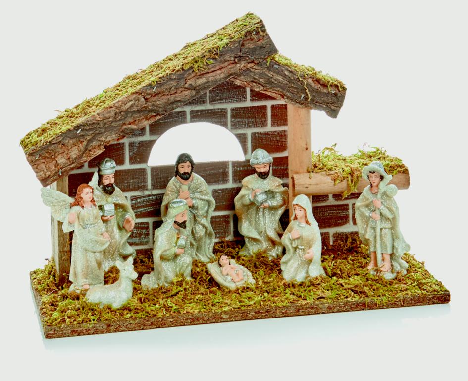 Premier 10 Piece Nativity Set With Silver Manger