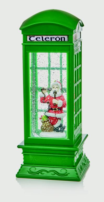 Premier Green Telephone Box With Santa