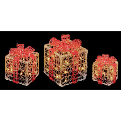 Premier Acrylic Clear Red Parcels with White LEDS