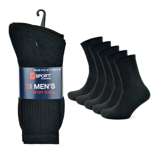 Tom Franks Mens Black Sport Socks