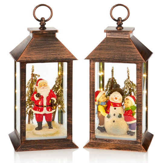 Premier 35cm Lit Lantern Santa Or Snowman