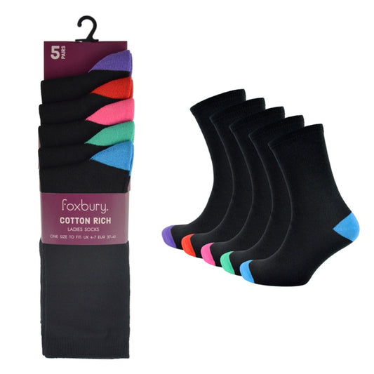 Tom Franks Chaussettes contrastées au talon et aux orteils pour femme