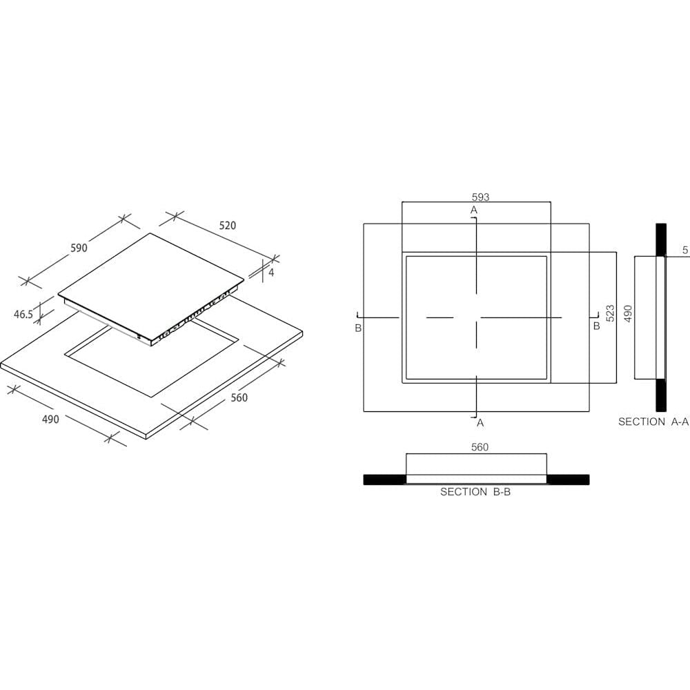 Candy 60cm 4 Zone Ceramic Hob, Touch Control