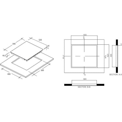 Candy 60cm 4 Zone Ceramic Hob, Touch Control