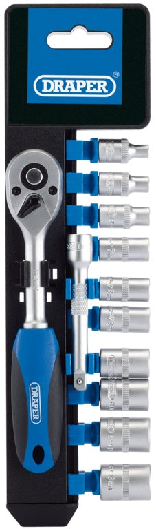 Draper 1/4" Sq Dr Metric Socket & Ratchet Set