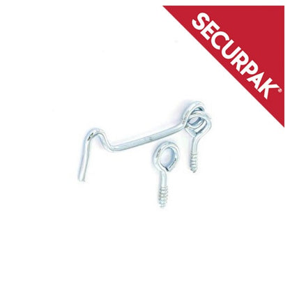 Securpak Zinc Plated Gate Hook & Eye 75mm Pack 4