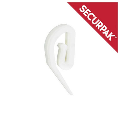 Securpak White Plastic Curtain Hook Pack 50