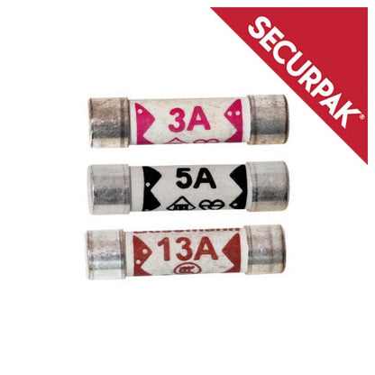 Securpak Mixed Fuses 3a-5a-13a Pack 3