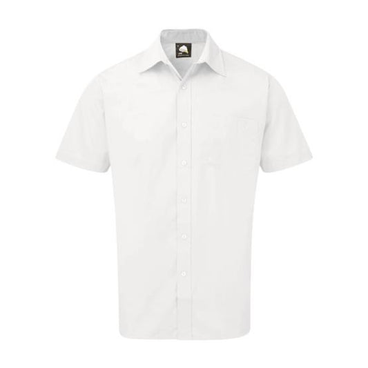 Camisa blanca de manga corta para hombre