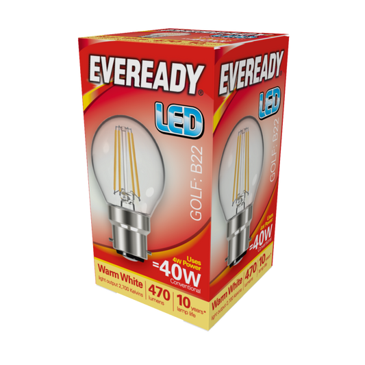 Eveready LED Filament Golf 470LM B22 BC