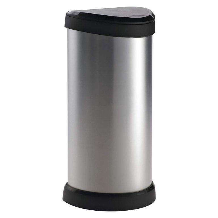 Curver Deco Black & Silver Push Bin