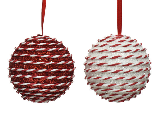 Kaemingk Foam Bauble With Hanger Red White