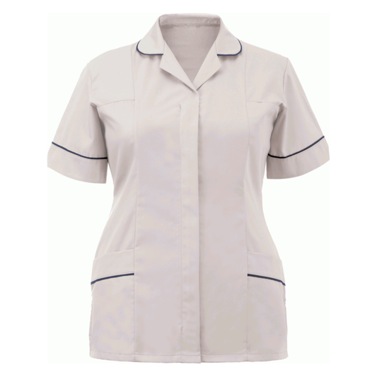 Orbit Ladies Tunic White With Navy Trim