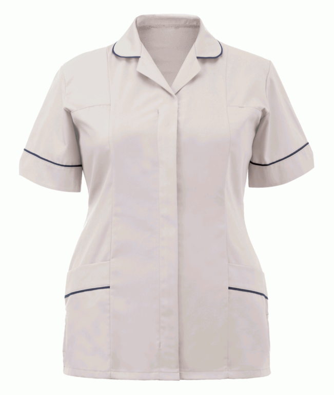 Orbit Ladies Tunic White With Navy Trim