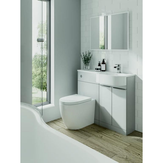 Mueble de WC Cavalier en forma de P gris perla