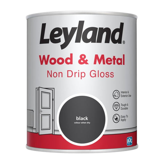 Leyland Wood & Metal Non Drip Gloss 750ml Black