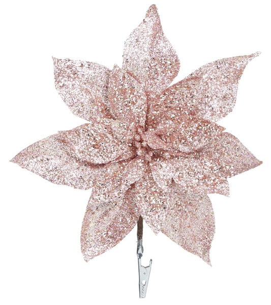 Premier Glitter Poinsettia Clip On