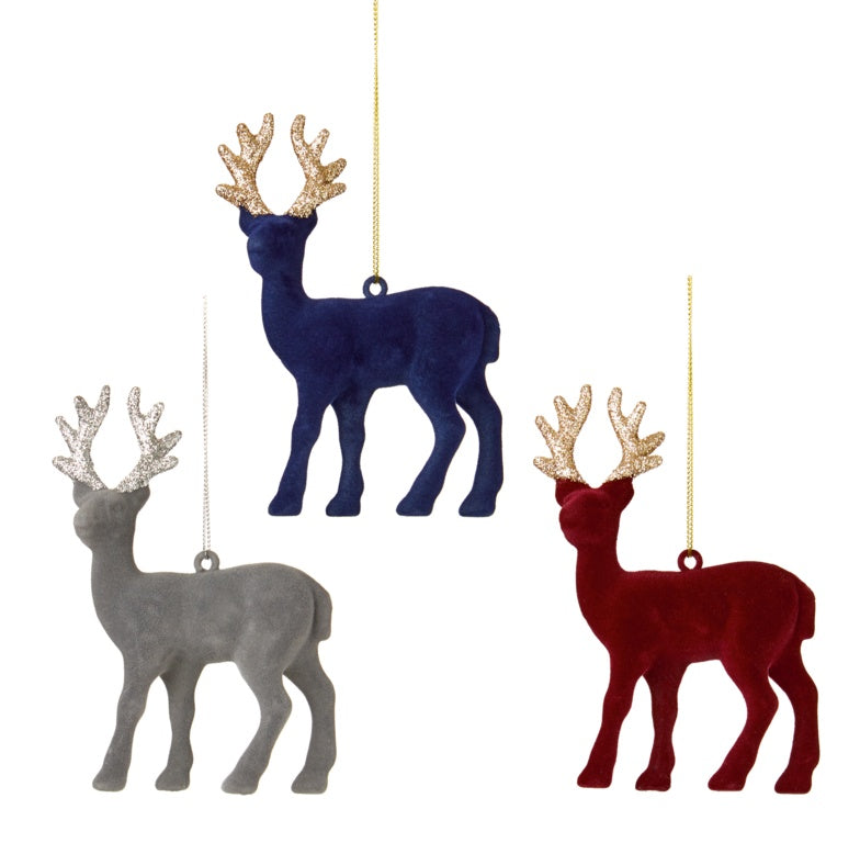 Premier Flocked Reindeer Tree Decoration