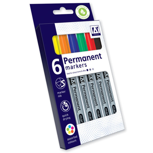 Anker Stat Permanent Markers Pack 6 Assorted Colours