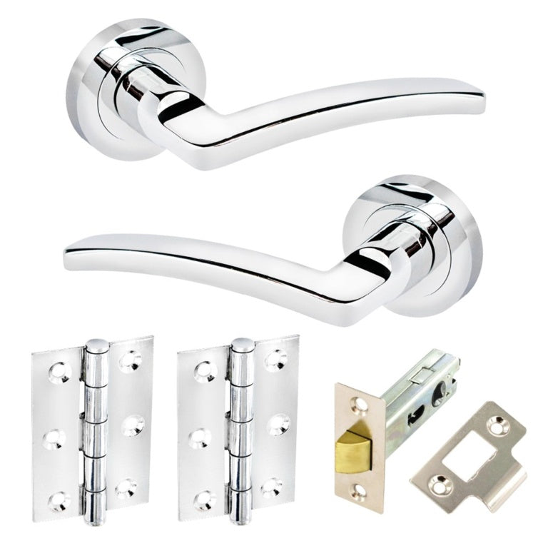 Securit Chrome Latch Handle Door Pack Nova 52 x 9mm