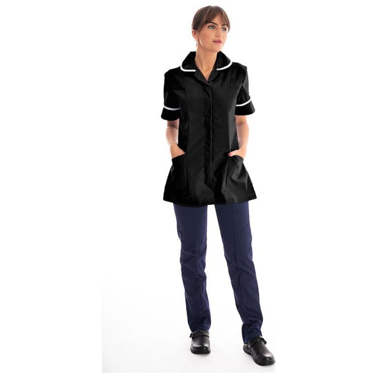 Pr Fabrics Ladies Black Tunic With White Trim SAC Logo