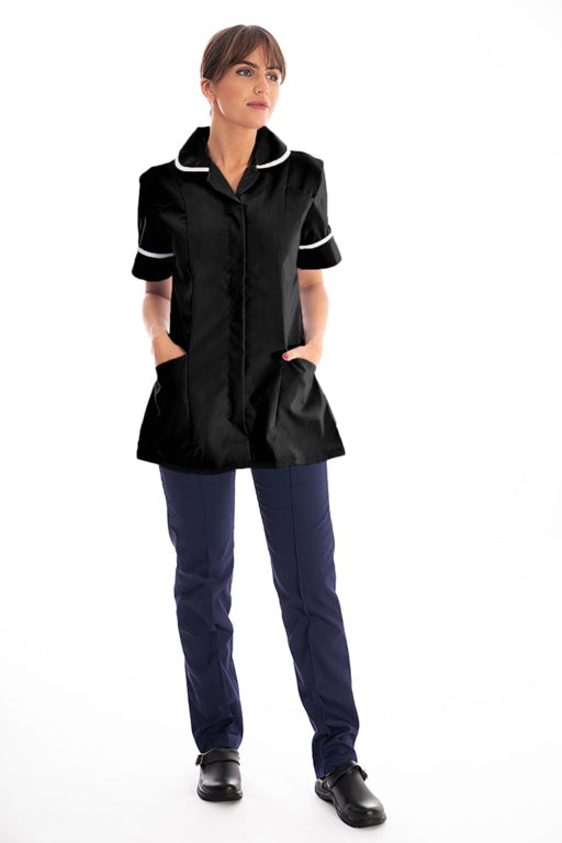 Pr Fabrics Ladies Black Tunic With White Trim SAC Logo