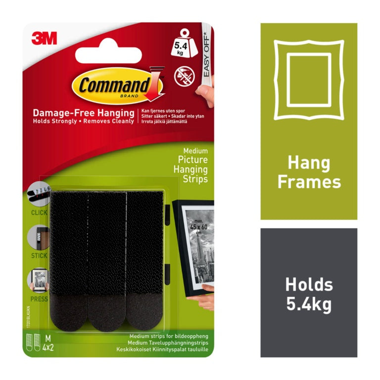 Command™ Medium Black Picture Hanging Strips