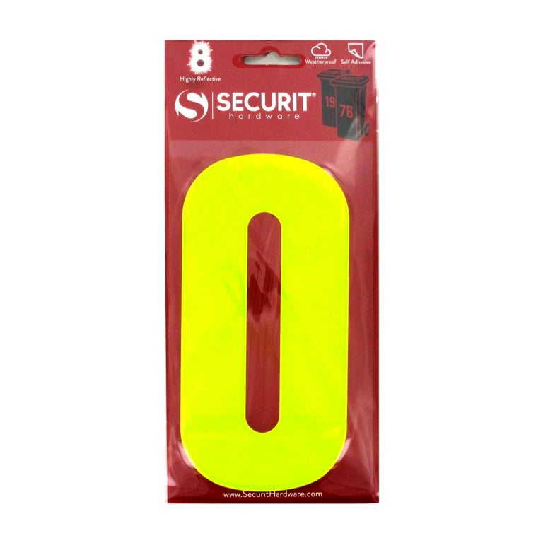 Securit Hi Vis Self Adhesive Wheelie Bin Numbers No 0