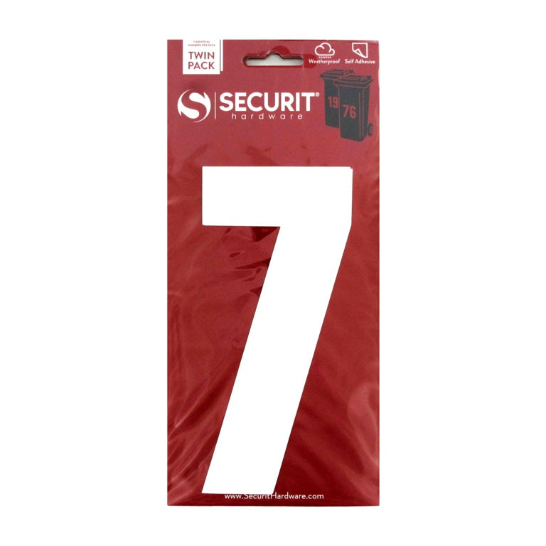 Securit White Self Adhesive Wheelie Bin Numbers Pack 2