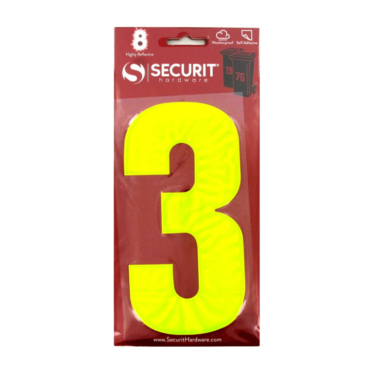 Securit Hi Vis Self Adhesive Wheelie Bin Numbers