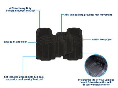 Streetwize Explorer Rubber Mat Set Black 4 Piece